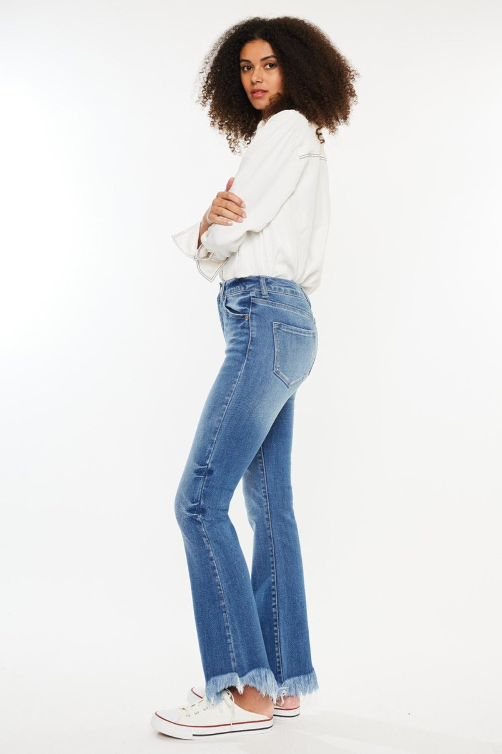 Kancan Frayed Hem High Rise Jeans