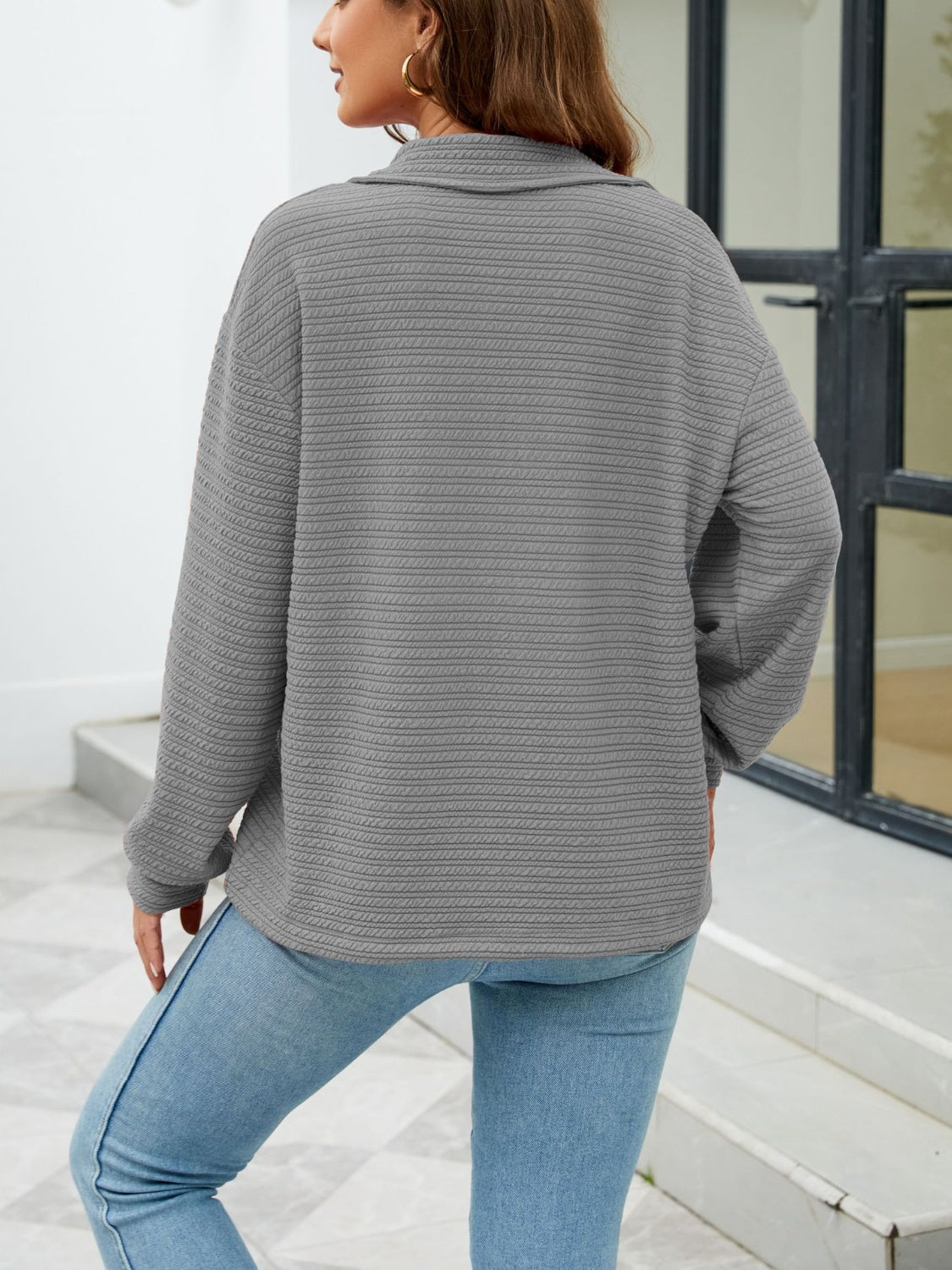 Textured Quarter Zip Sweatshirt - 7 colors