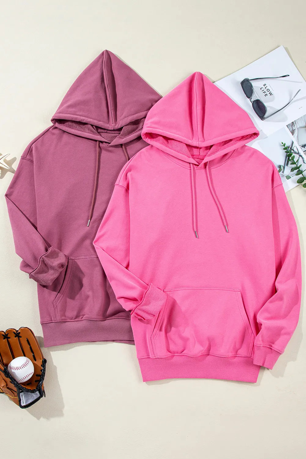 Drawstring Dropped Shoulder Hoodie - 2 colors