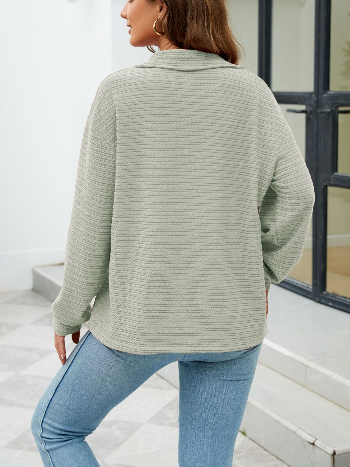 Textured Quarter Zip Sweatshirt - 7 colors