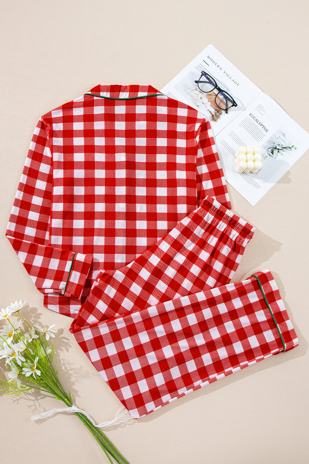 Red Plaid Christmas Pajama Set