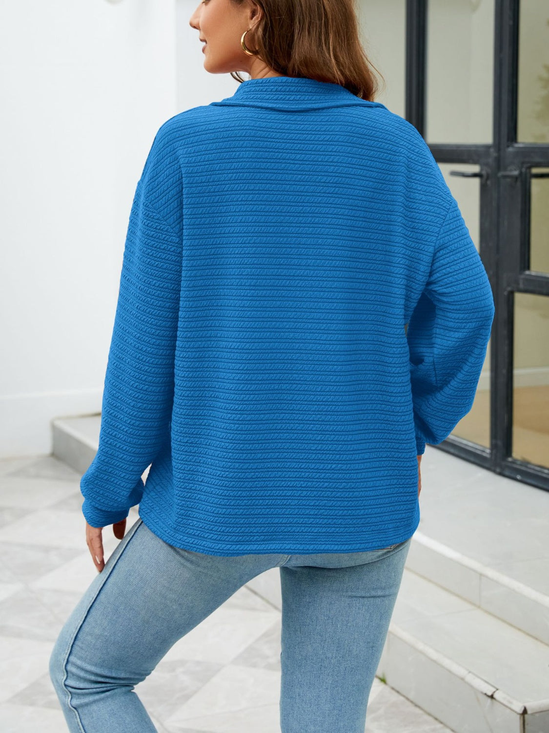 Textured Quarter Zip Sweatshirt - 7 colors