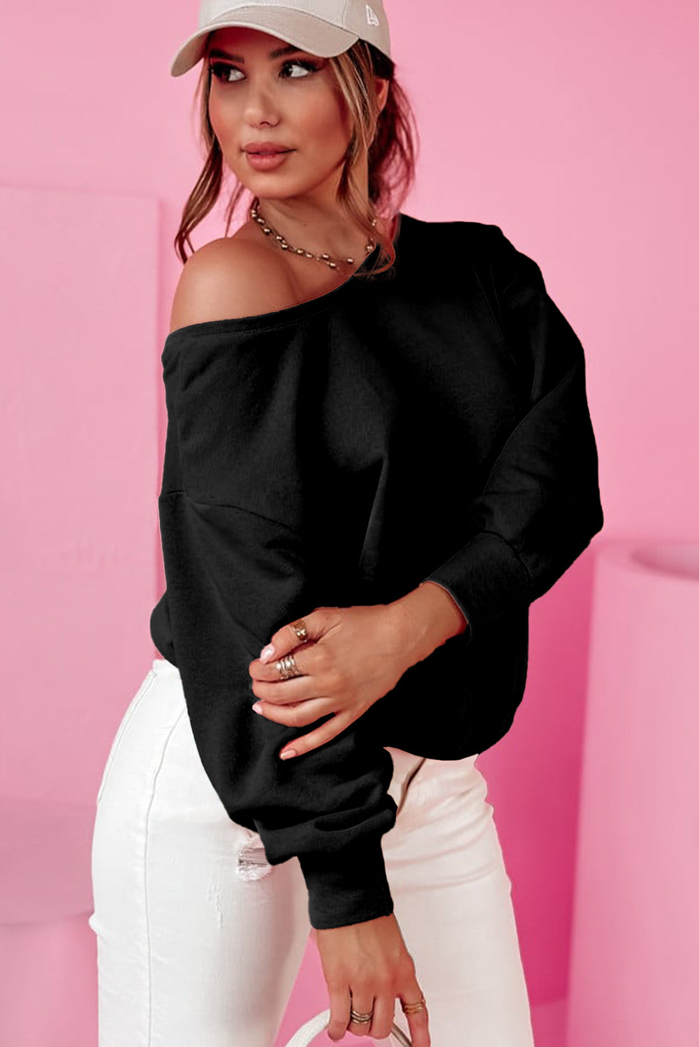 Black Bowknot Low-back Sweatshirt