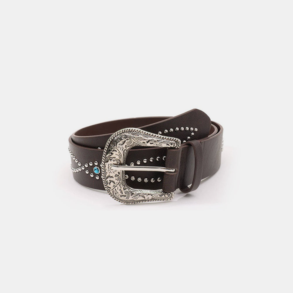 Faux Leather Rhinestone Belt - 5 colors