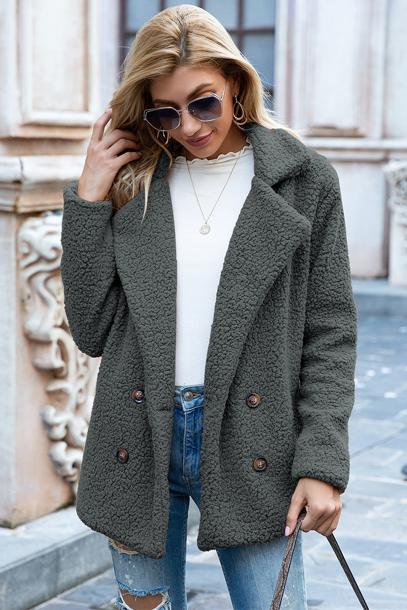 Lapel Collar Sherpa Coat - 12 colors