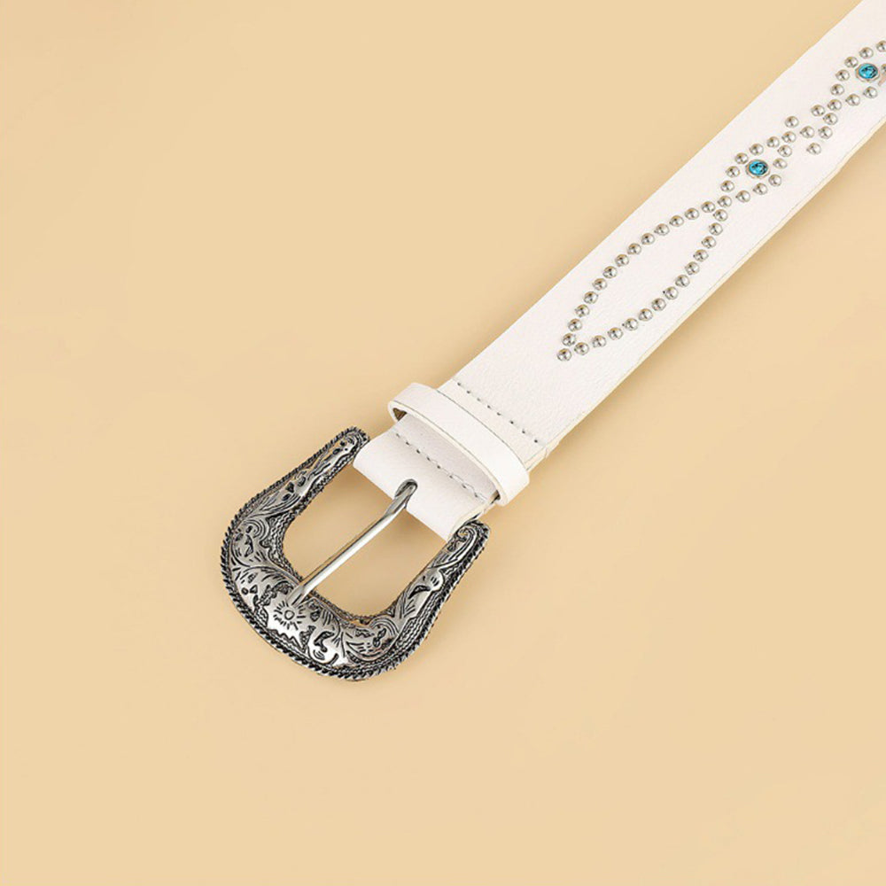 Faux Leather Rhinestone Belt - 5 colors