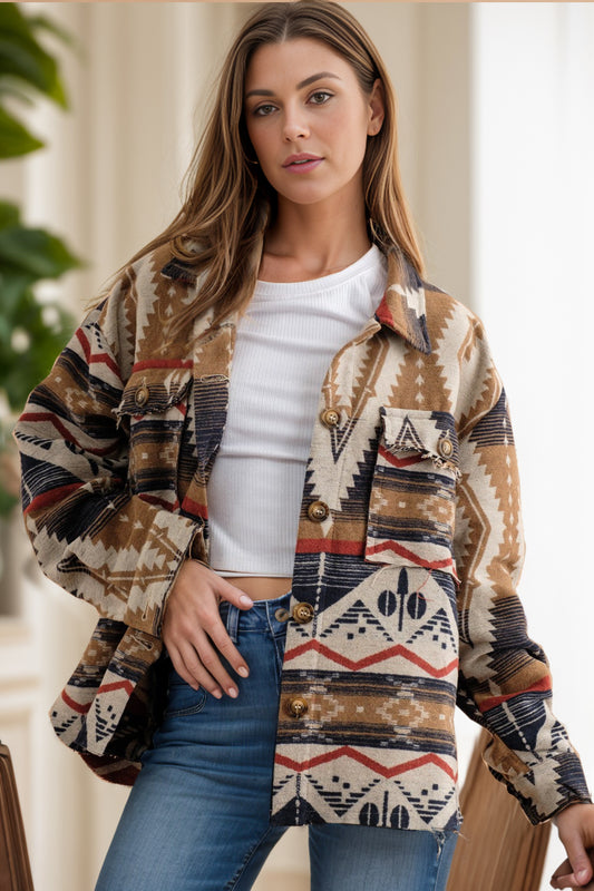 Geometric Button Up Jacket - 3 colors