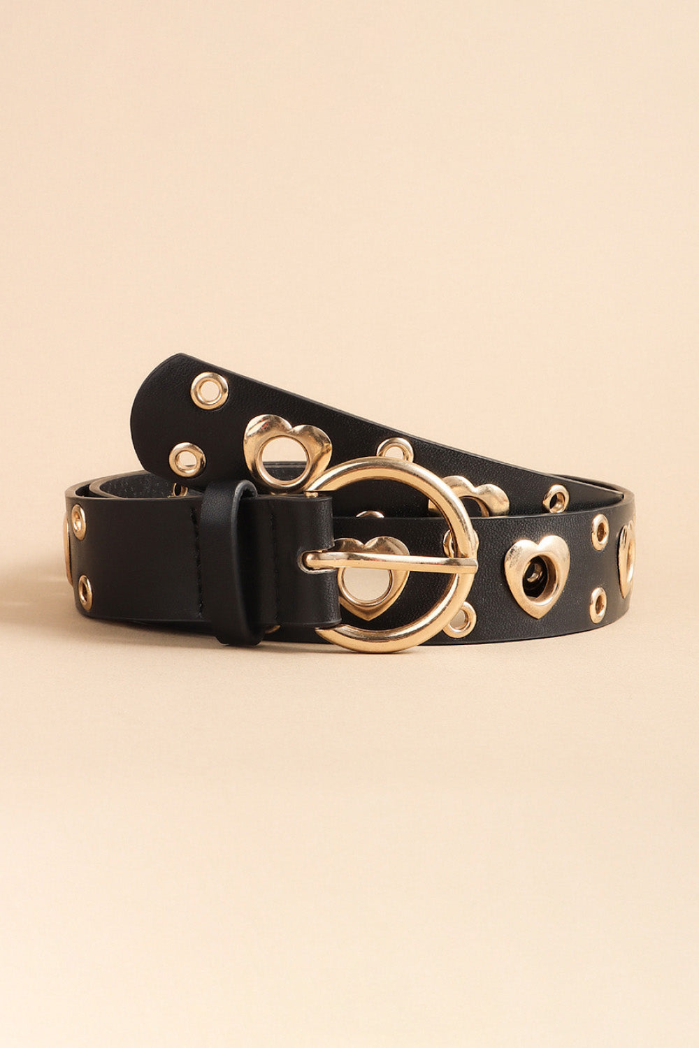 Heart Shape Detail Faux Leather Belt