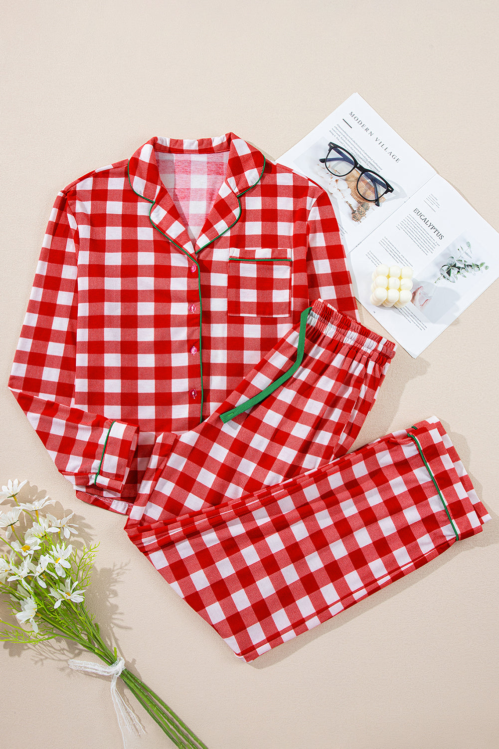 Red Plaid Christmas Pajama Set