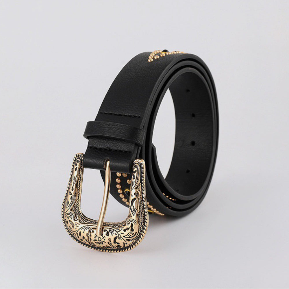 Faux Leather Rhinestone Belt - 5 colors