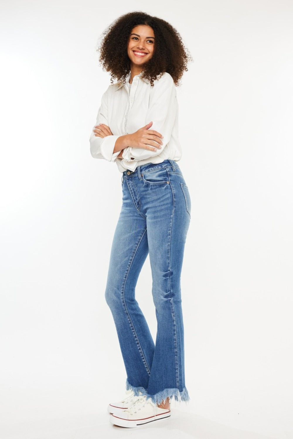 Kancan Frayed Hem High Rise Jeans