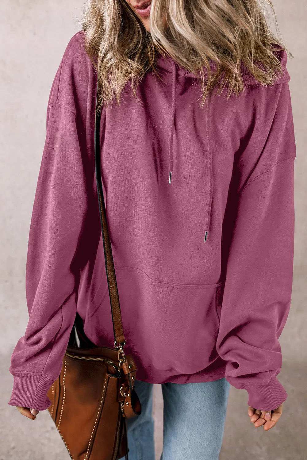 Drawstring Dropped Shoulder Hoodie - 2 colors