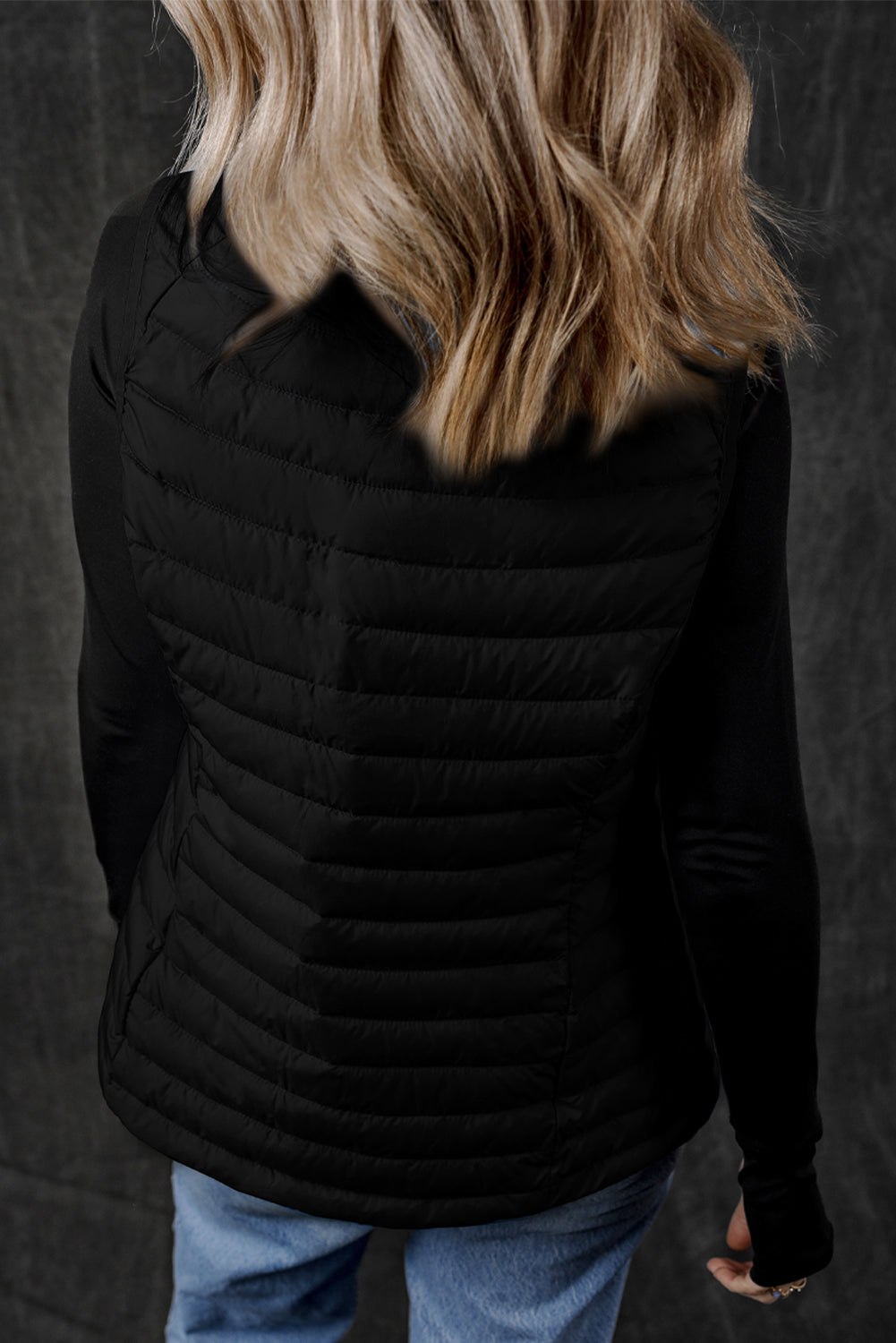 Black Quilted Zipped Puffer Vest