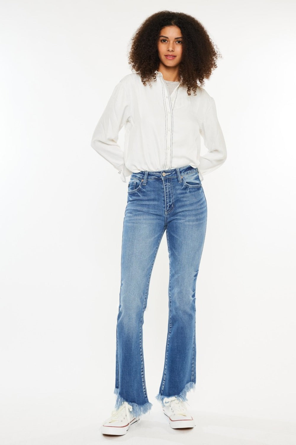 Kancan Frayed Hem High Rise Jeans