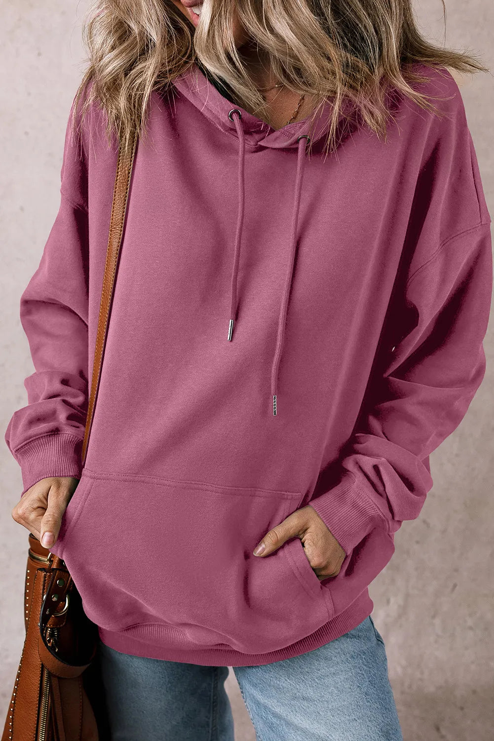 Drawstring Dropped Shoulder Hoodie - 2 colors