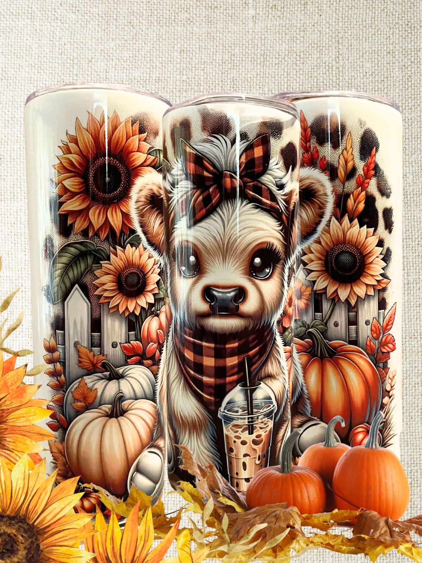 Highland Cow Fall Tumbler - Insulated Stainless Steel 20 oz