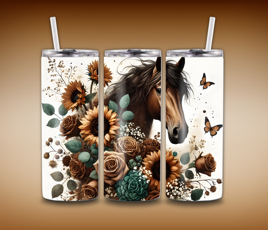 Boho Horse & Flowers Tumbler