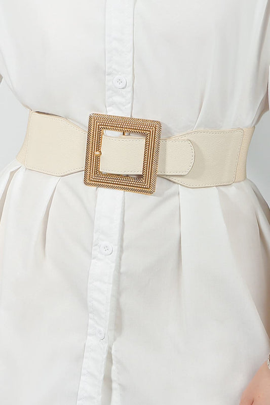 Faux Leather Belt with Square Buckle - 2 colors