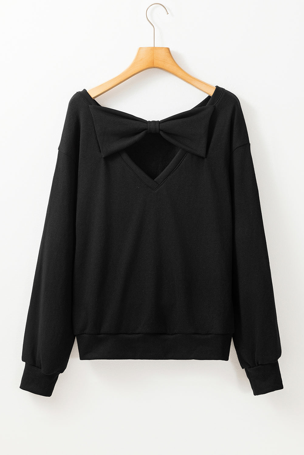 Black Bowknot Low-back Sweatshirt