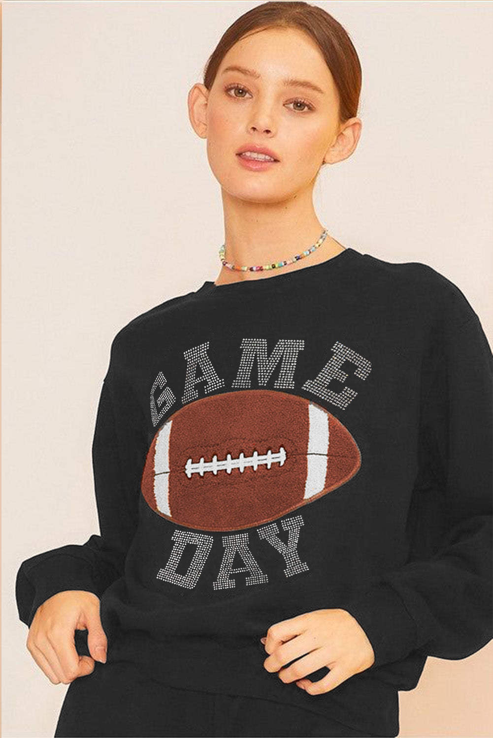 GAME DAY Football Graphic Pullover and Shorts Set - Black 