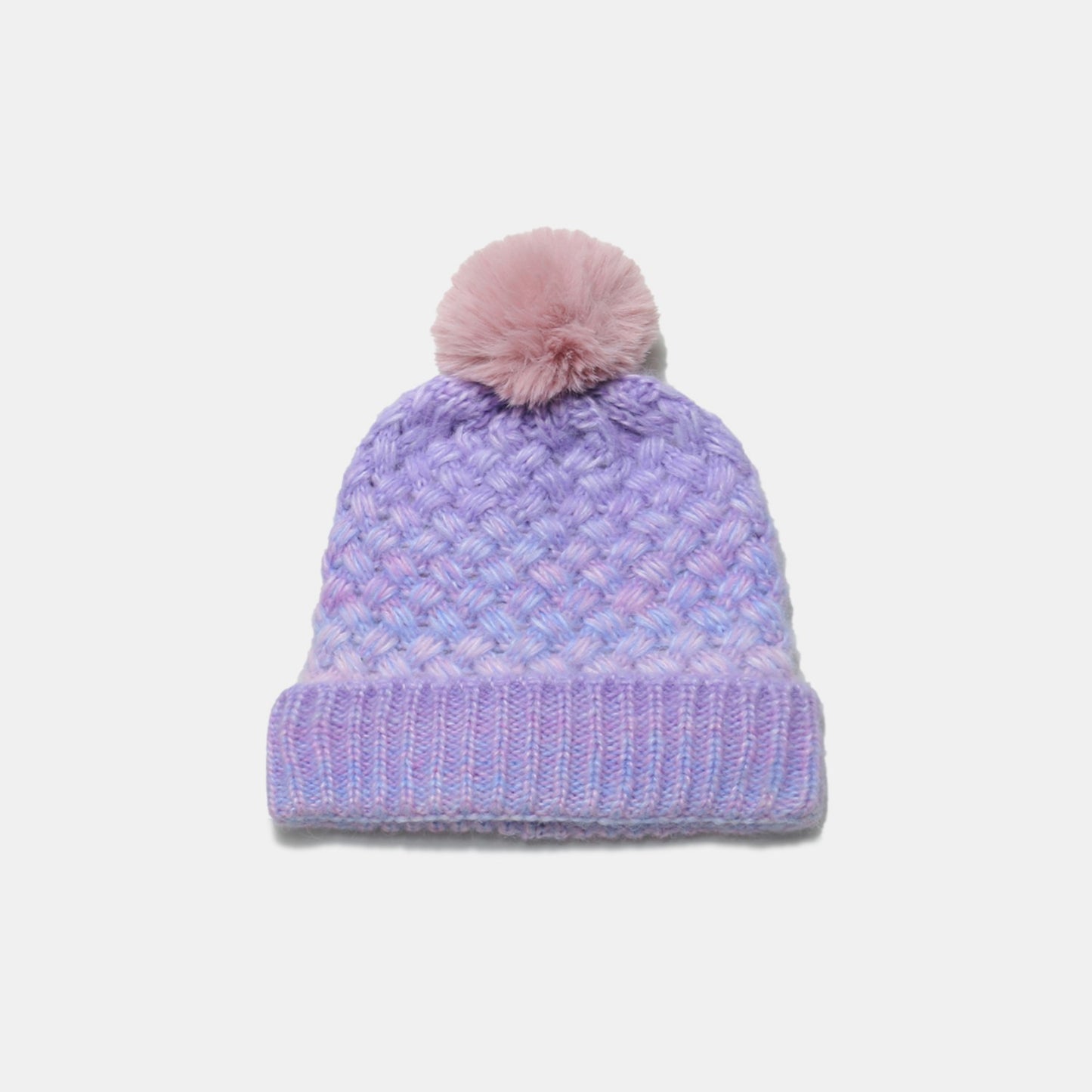 Gradient Knit Fleece-Lined Hat with Pompom - 6 colors