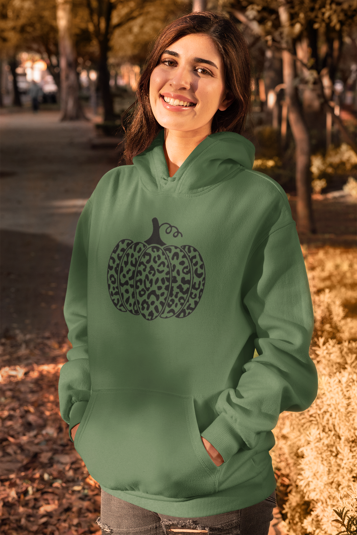 Cheetah Pumpkin Hoodie - military green