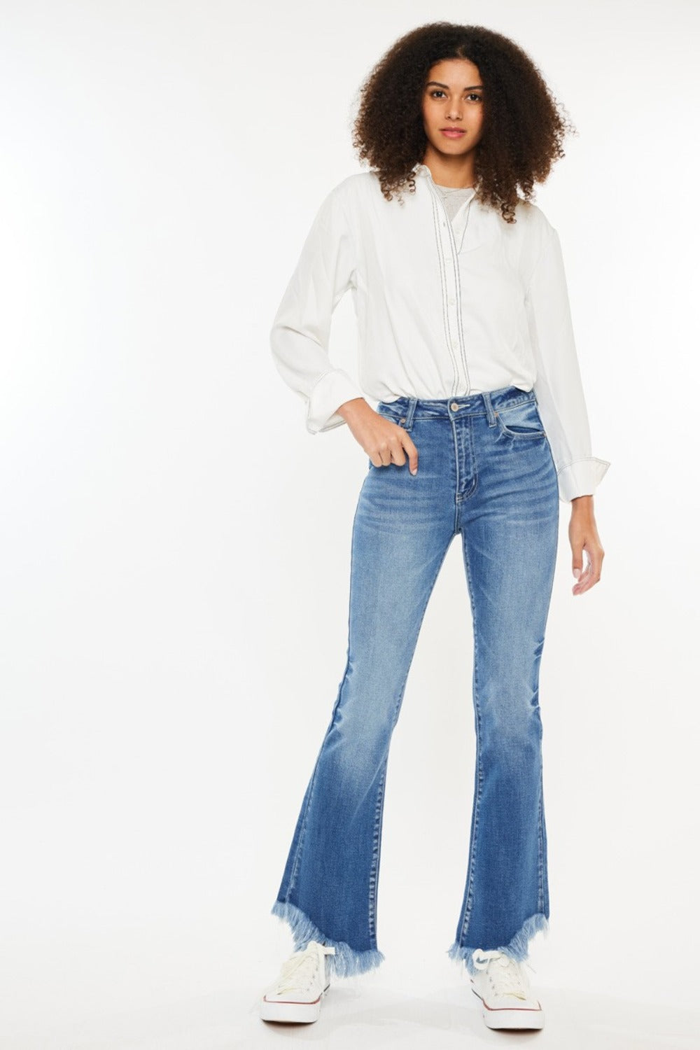 Kancan Frayed Hem High Rise Jeans