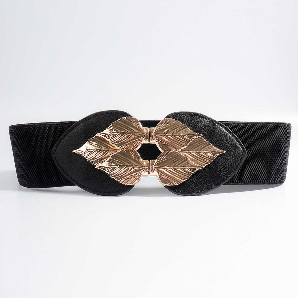 Elastic Belt with Alloy Leaf Buckle - 2 colors