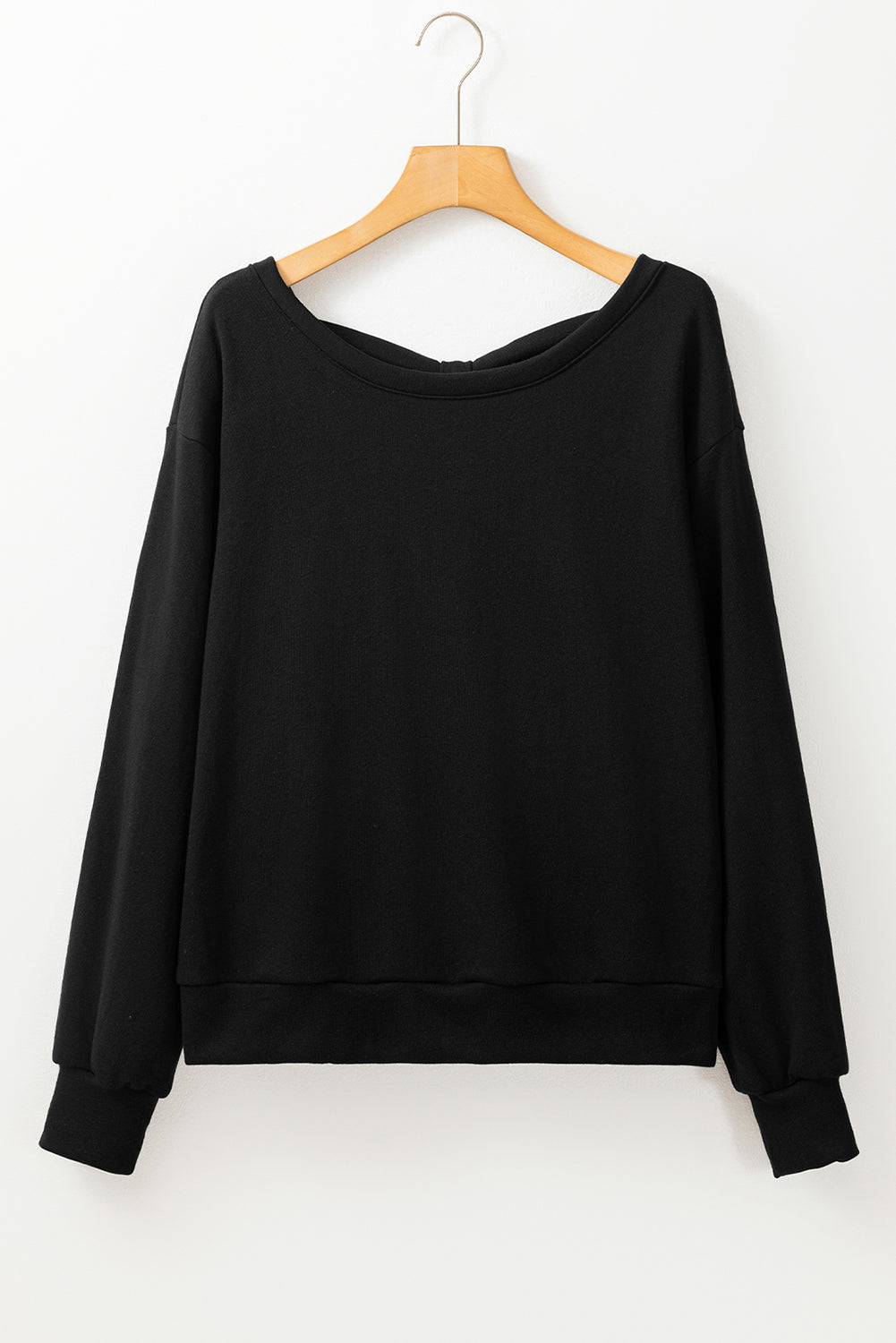 Black Bowknot Low-back Sweatshirt