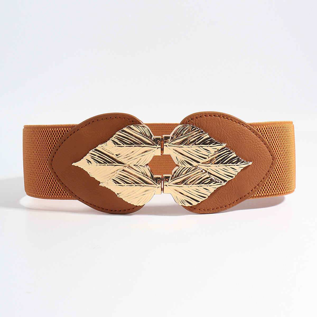 Elastic Belt with Alloy Leaf Buckle - 2 colors