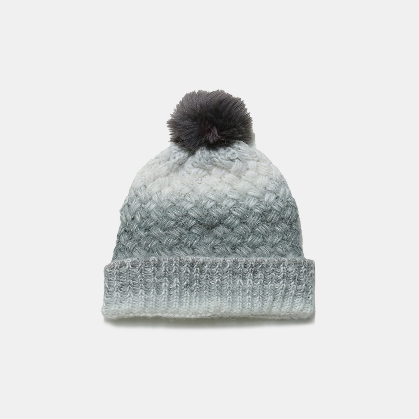 Gradient Knit Fleece-Lined Hat with Pompom - 6 colors