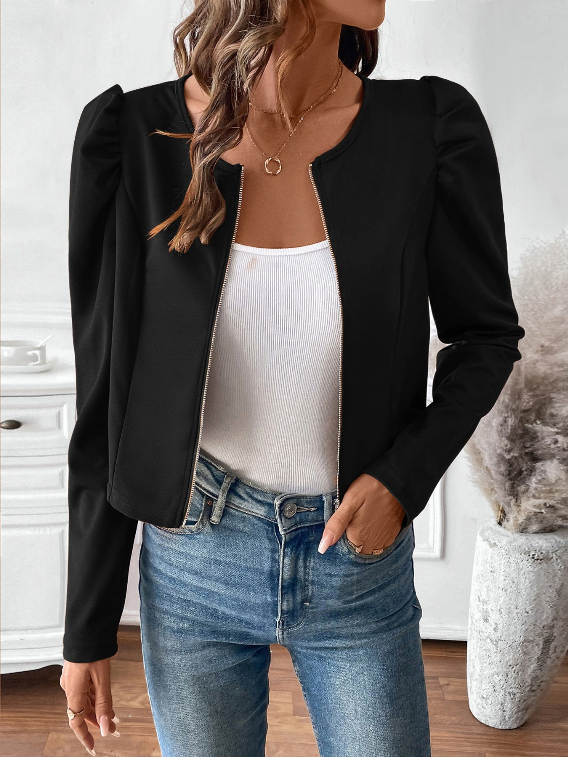 Zip Up Waist-Length Jacket